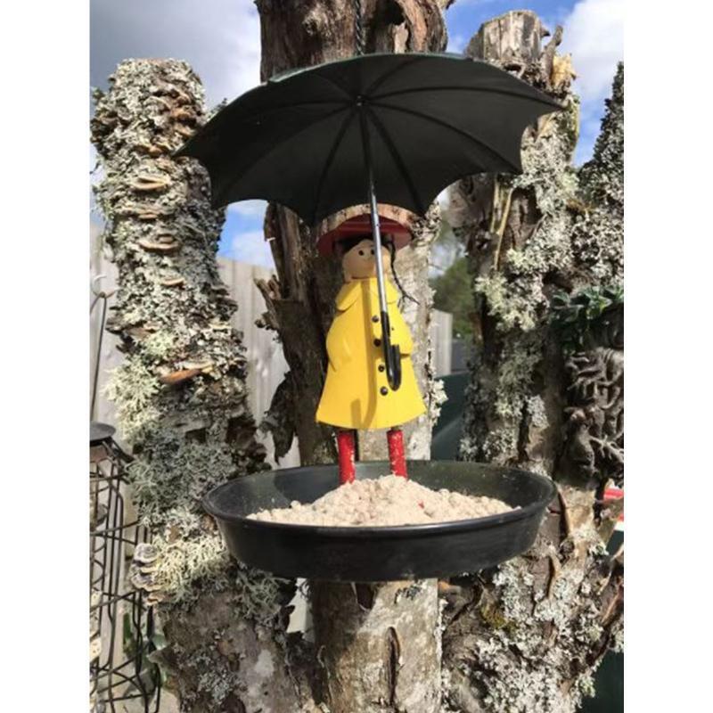 Cute Cartoon Bird Feeder Metal Wild Bird Feeder Tray for Garden Backyard Outdoor