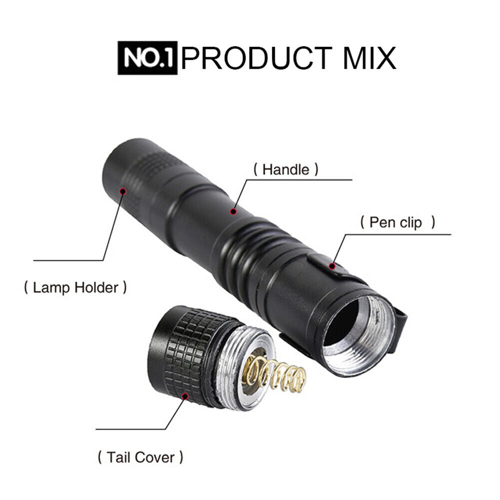 Mini Portable LED Flashlight Outdoor Camp Hiking Emergency Pen Torch Lamp