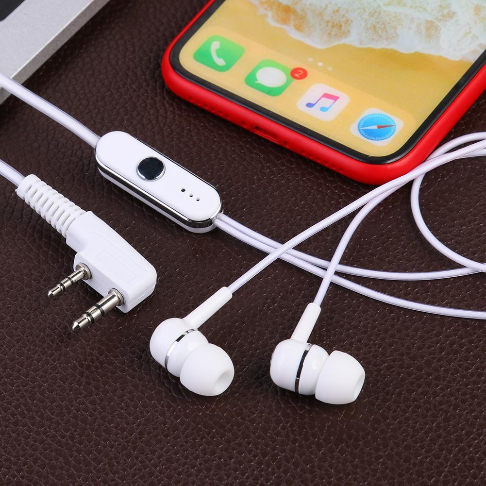 2Pin Dual Earphone Earpiece Mic PTT for BAOFENG KENWOOD Radio Walkie Talkie