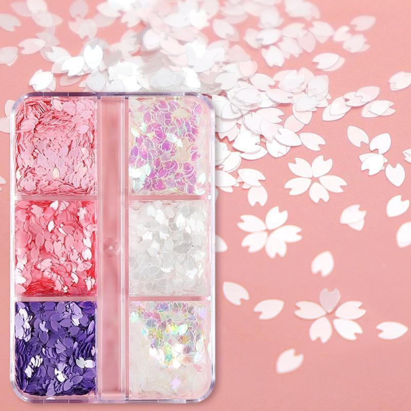 6 Grids Boxed Mixed Cherry Blossom Petal Manicure Decorative Sequins for Women
