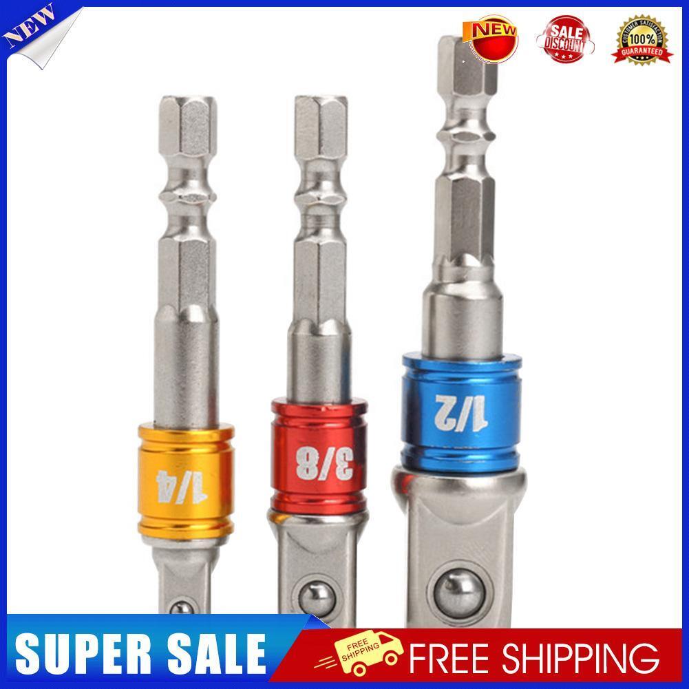 3pcs Socket Adapter 1/4 3/8 1/2 inch Nut Driver Socket Impact Hex Shank Bar