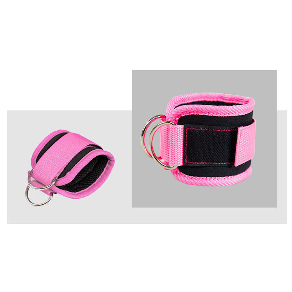 Cable Ankle Straps Leg Exercises D-Ring Foot Support Ankle Cuffs (Pink)