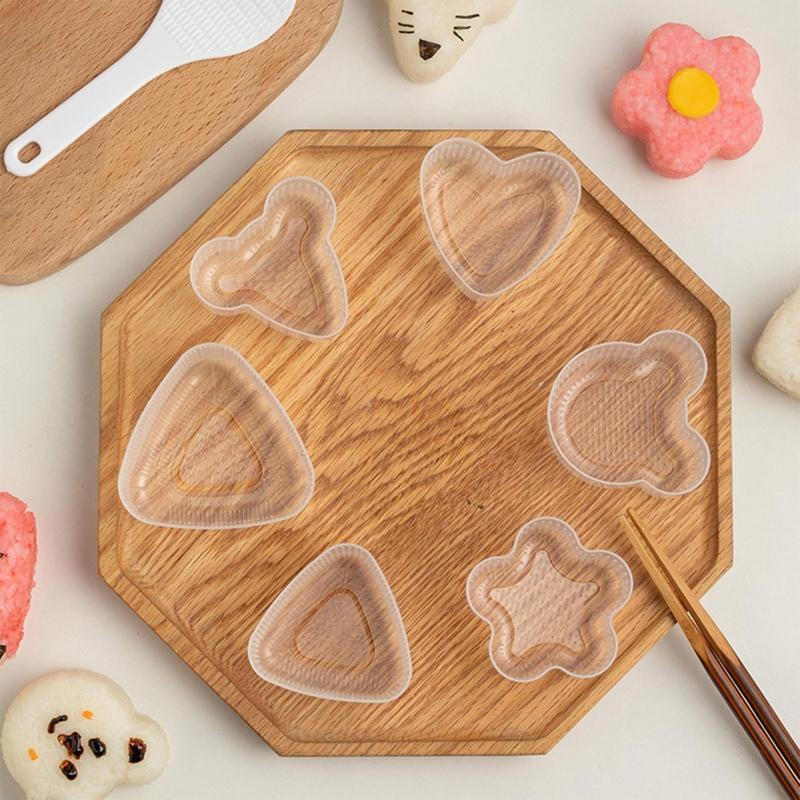 6 Pieces PP Sushi Moulds Press Rice Ball Making Reusable Easy to Operation
