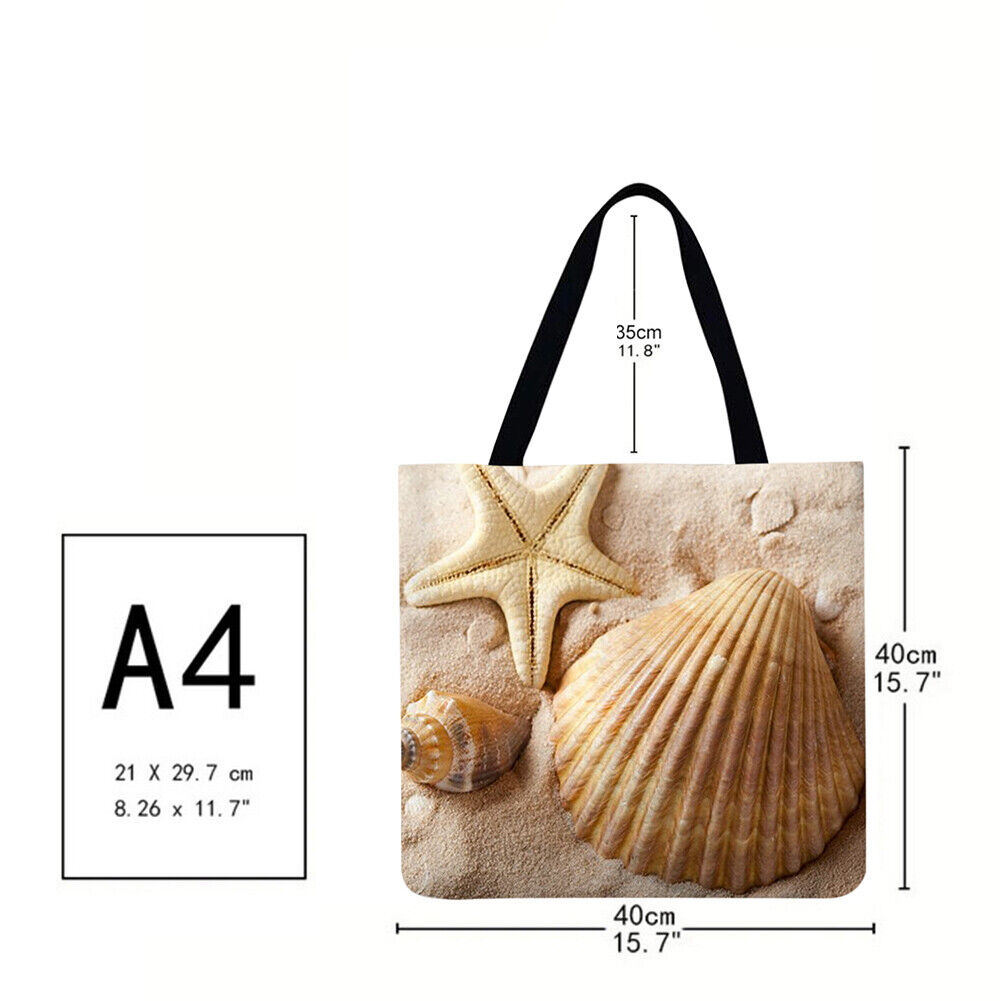 Beach starfish shell Printed ShoulderShopping Bag Casual Large Tote Handbag