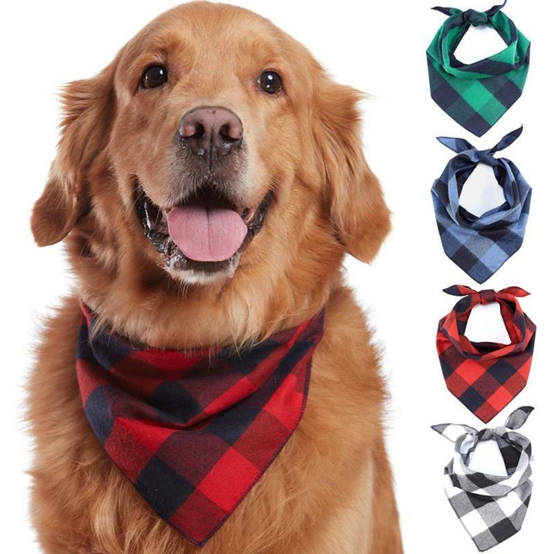4 Packs Pet Bandanas Collars for Dogs and Cats Cotton Plaid Triangle Scarves