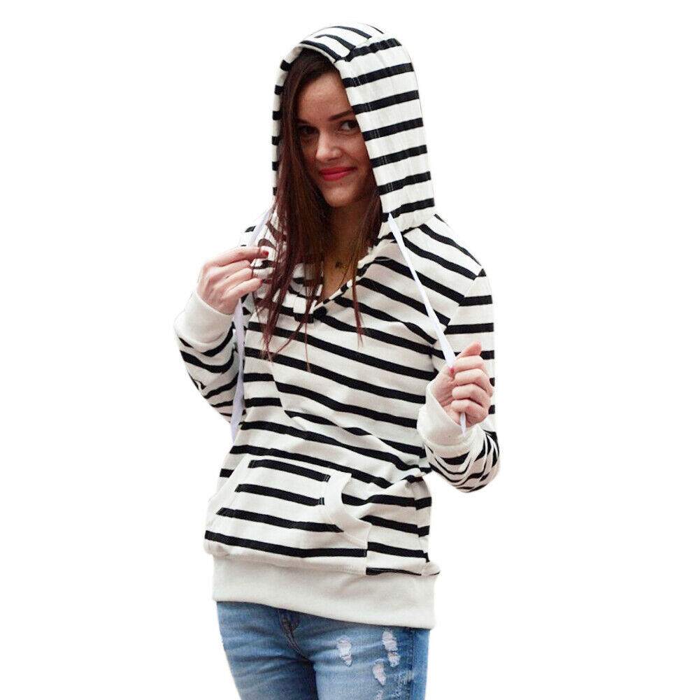 Women Long Sleeve Hoodie Sweatshirt Casual Hooded Coat Pullover (L)-116661.