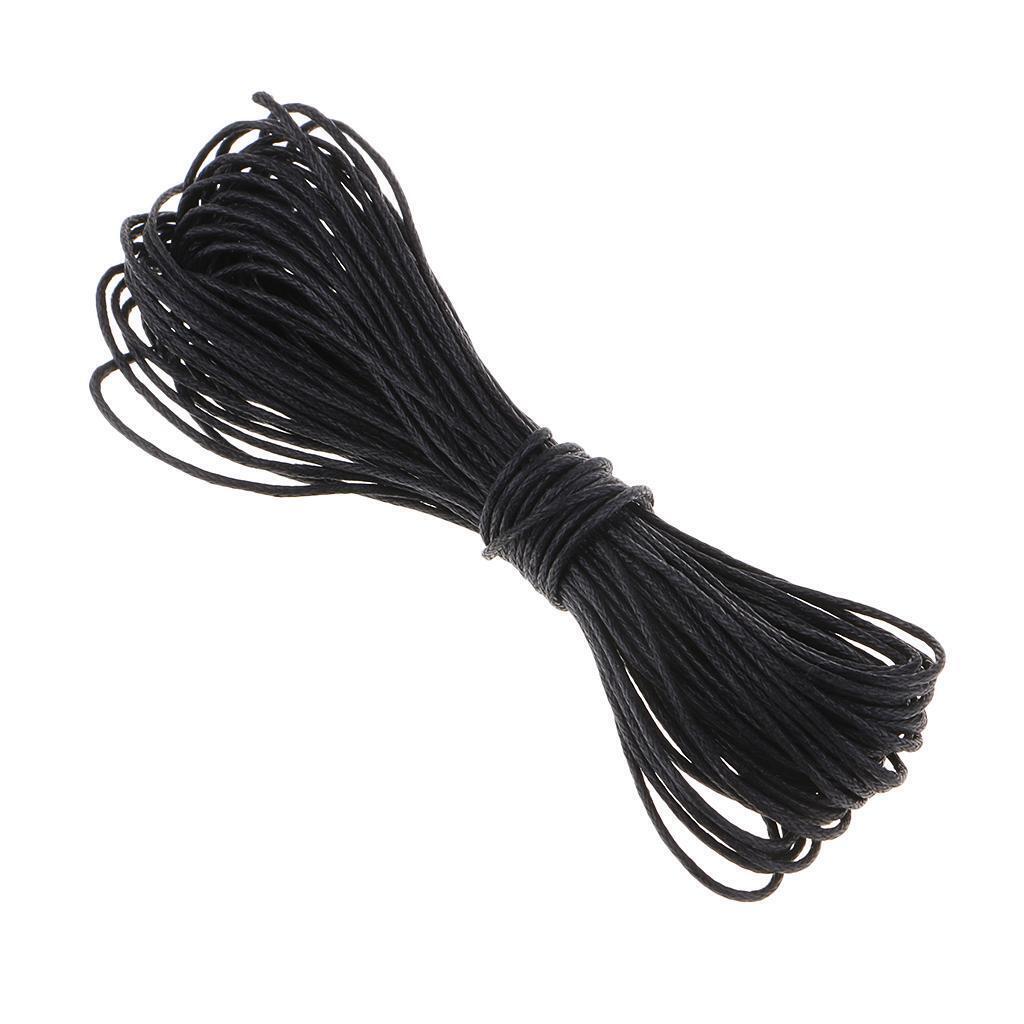 30M Waxed Cotton Cord Necklace Beads String for DIY Jewelry Making Black 1mm