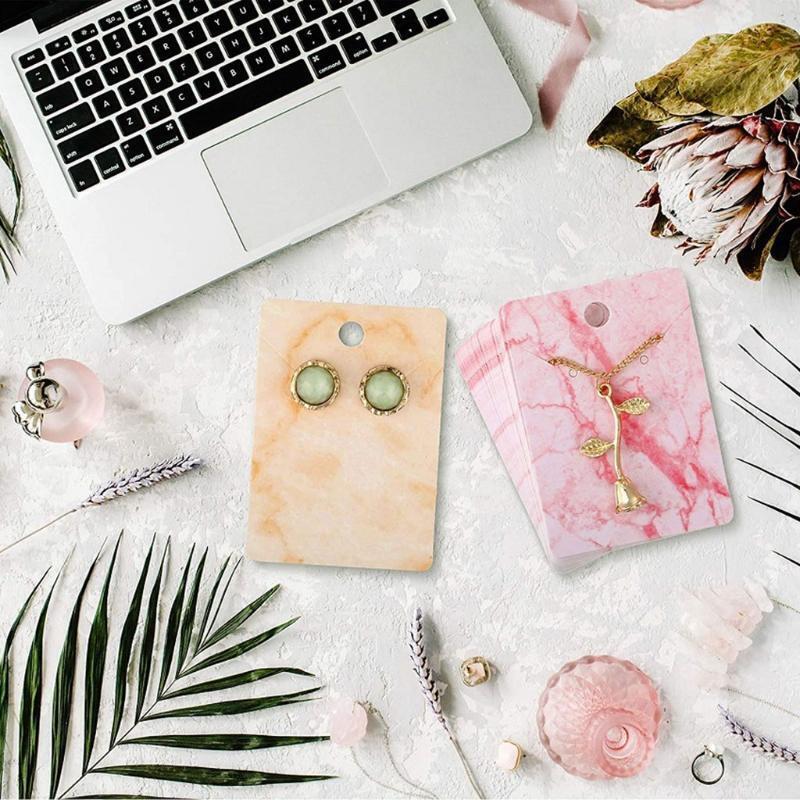 Marble Earring Display Card Set Include Jewelry Display Cards Self-Seal Bags