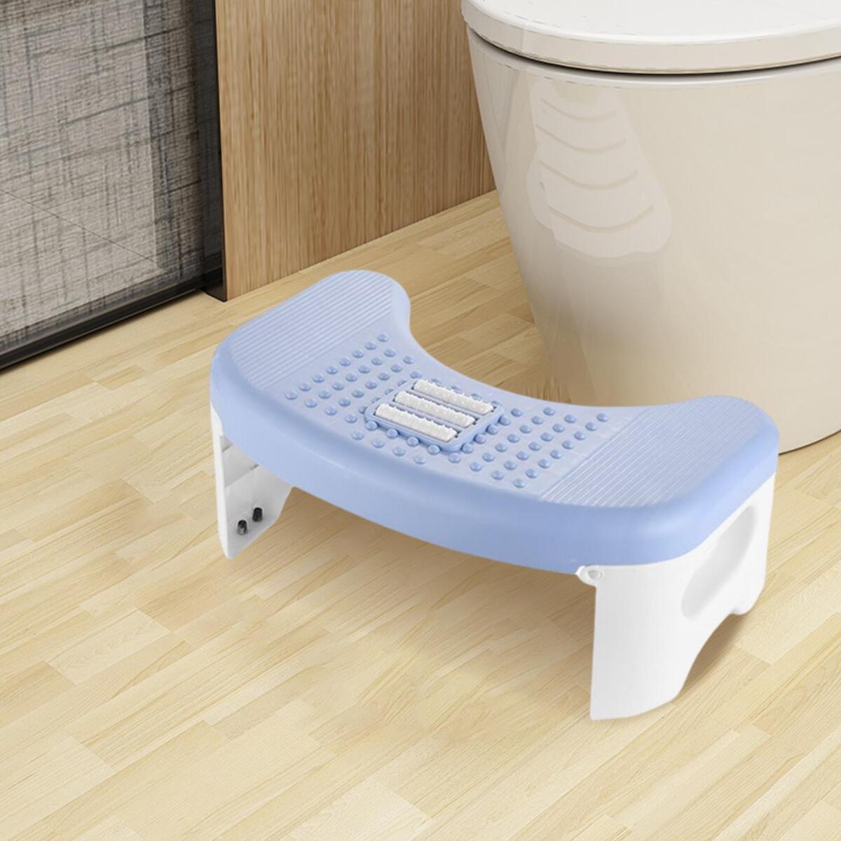 Folding Toilet Stool Anti Constipation Potty Step for Bathroom Office Blue