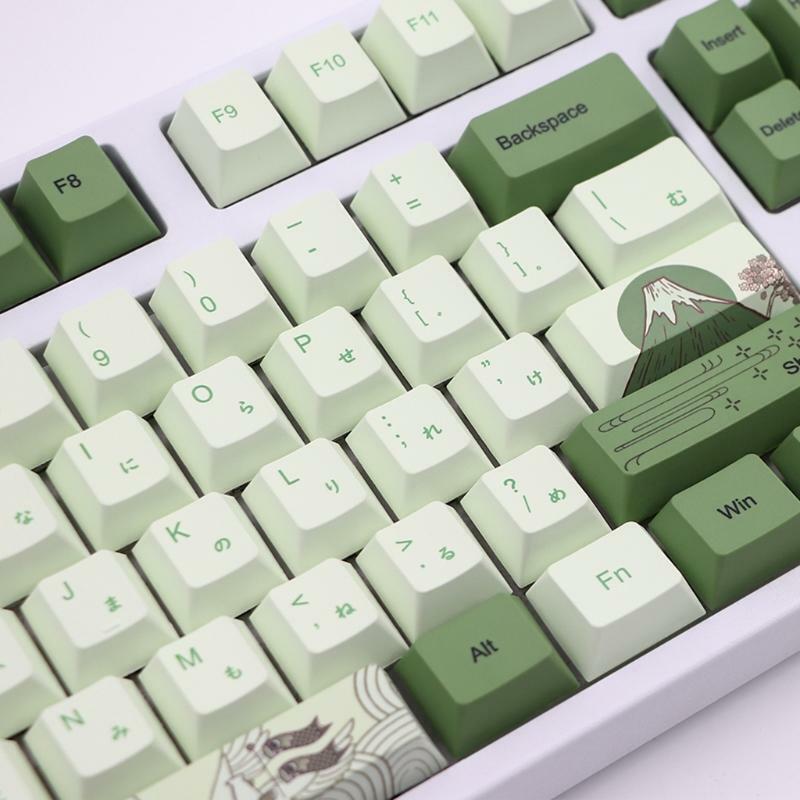 127-key Matcha Keycaps PBT Sublimation OEM Hight for Mechanical Keyboard Keycap