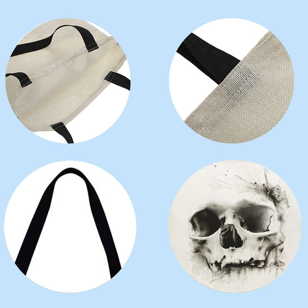 Punk Skeleton Printed Shoulder Shopping Bag Casual Large Tote Handbag