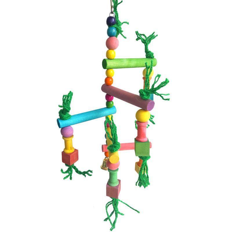 Bird Parrot Game Wooden Frame Climbing Hanging Ladder Swing Pet Grinding Perch