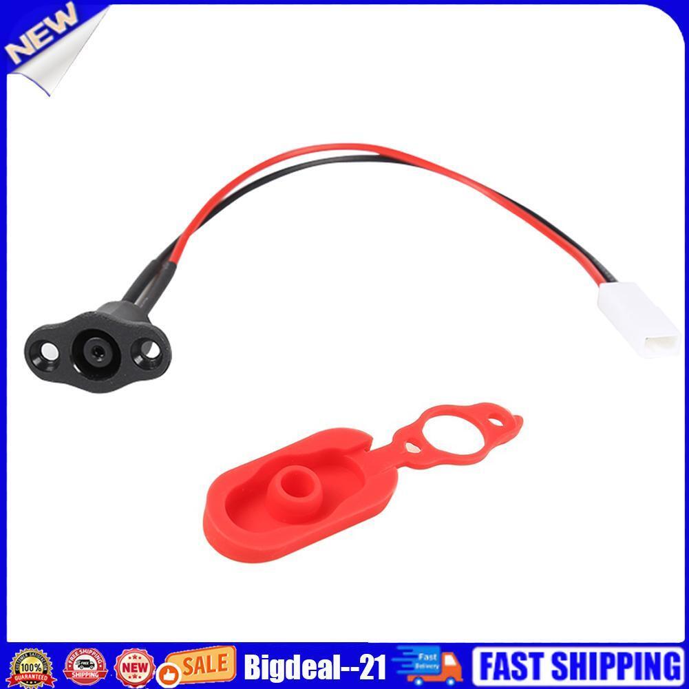 Electric Scooter Power Charger Cord Cable+Charging Port Plug Cover for M365