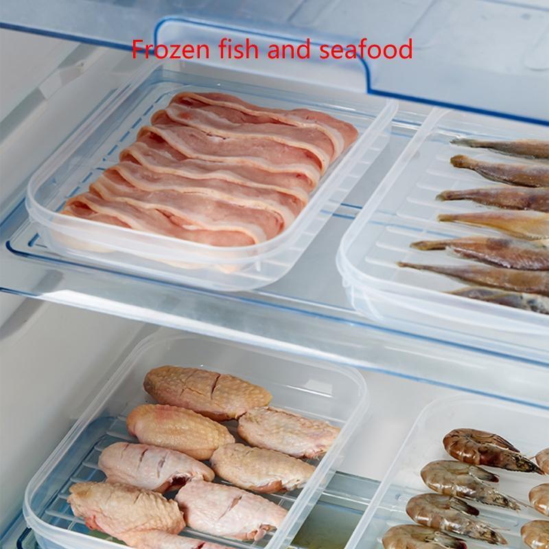Clear Food Storage Box with Lid Fish Meat Shrimp Vegetables Storage Case
