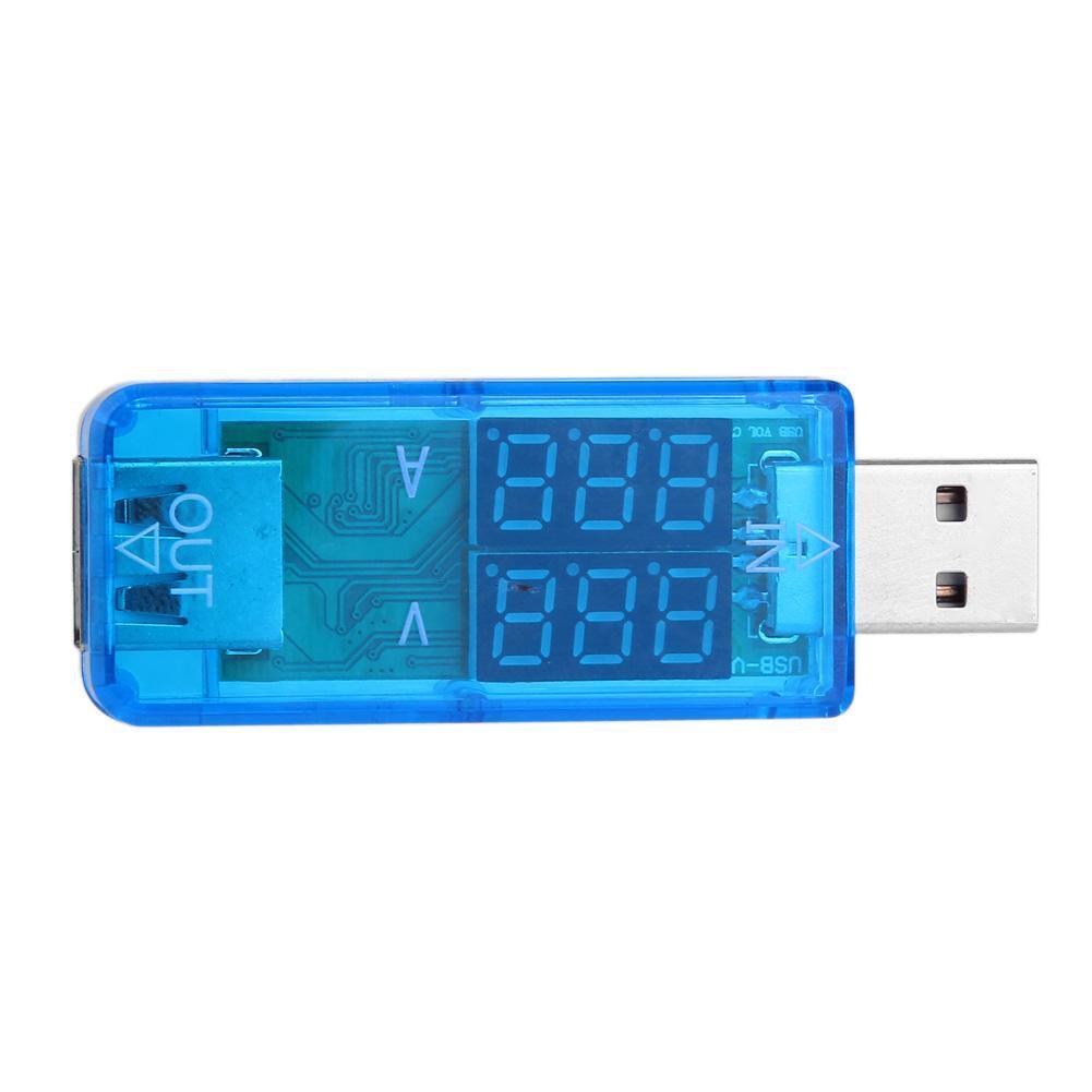 USB Charger DC 3.2-10V 0-3A Red+Red LED Display Current Voltage Meter(Blue)
