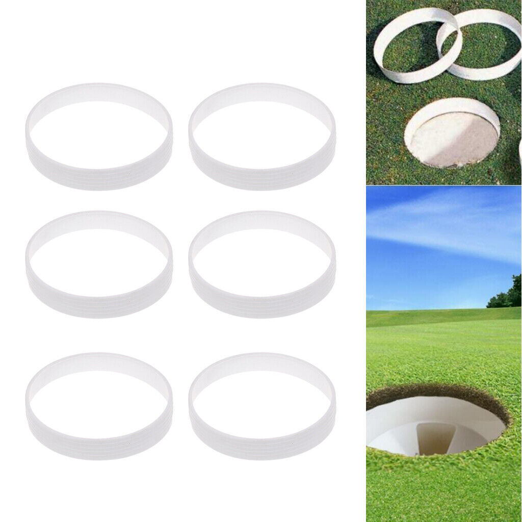 6 Pieces White Plastic  Putting Cup Ring Golf Field Equipment 11cm