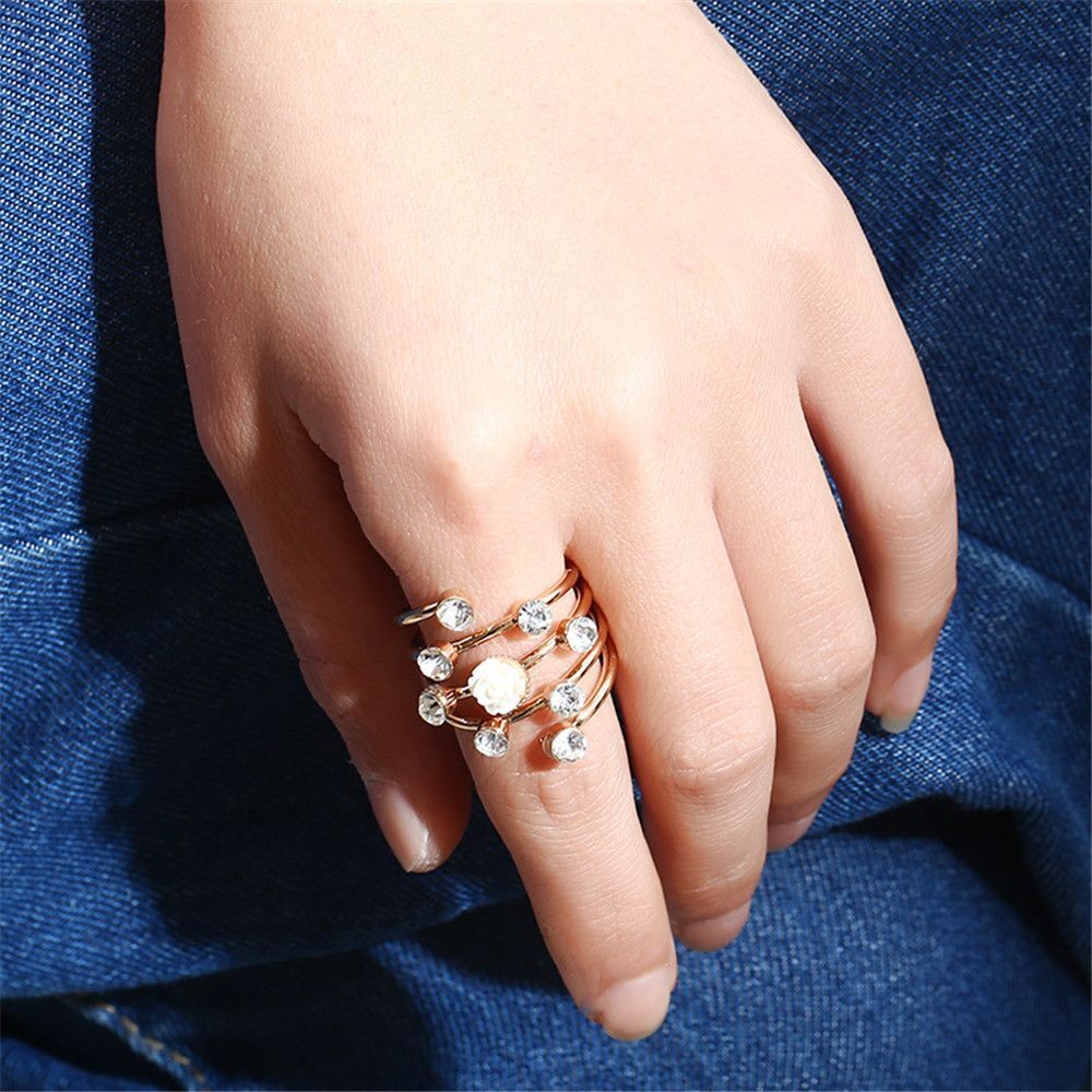 Fashion Gifts Knuckle Finger Rings Opening Rings Rhinestone Statement Jewelry