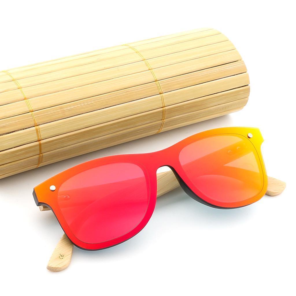 Bamboo Wood Legs Sunglasses Fashion Eyeglasses Eyewear for Women Men Red