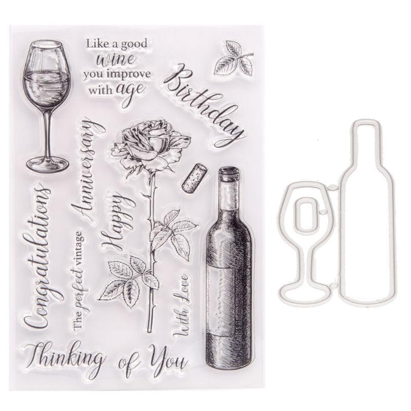Elegant Red Wine Rose Clear Stamps for Card Making Decoration DIY Scrapbooking