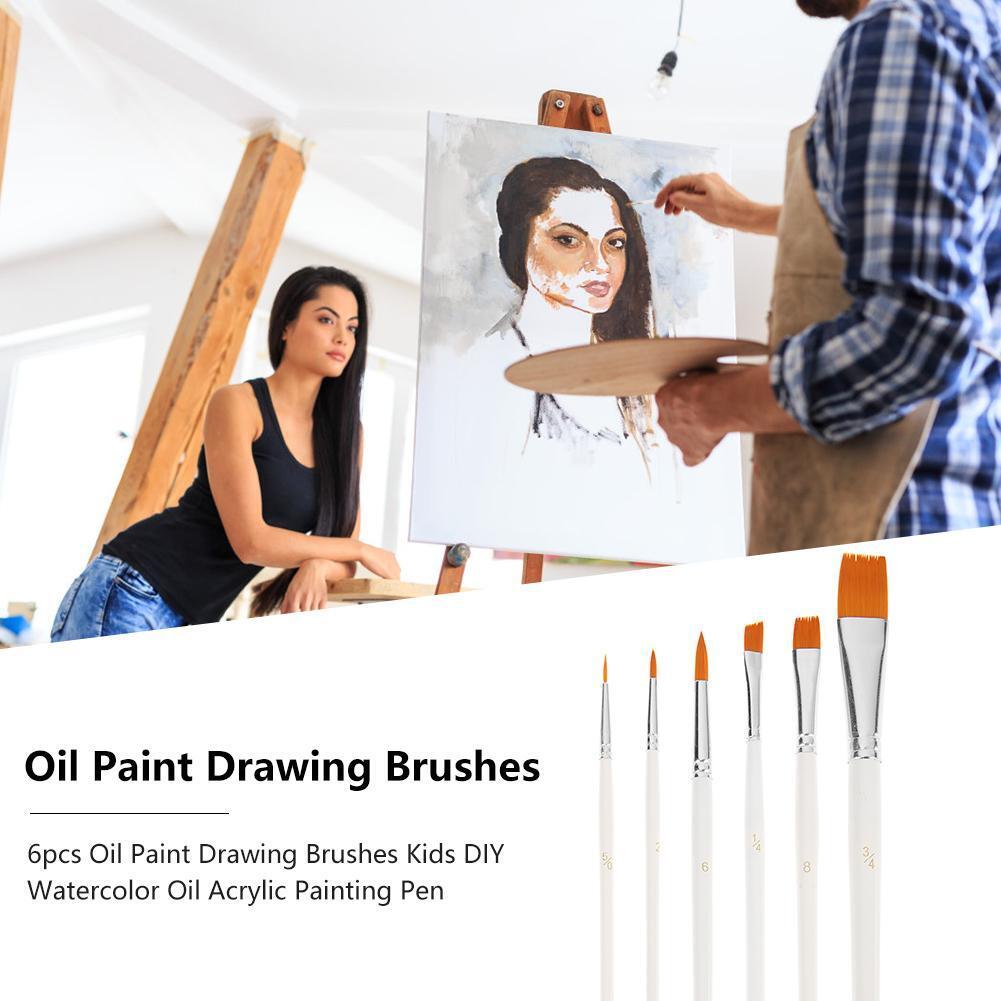 6pcs Oil Paint Drawing Brushes Kids DIY Watercolor Oil Acrylic Painting Pen