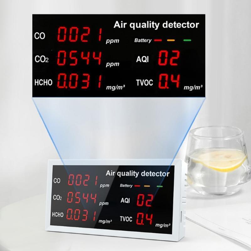 Accurate Tester Air Quality Monitor with CO CO2 HCHO AQI TVOC Sensor for House