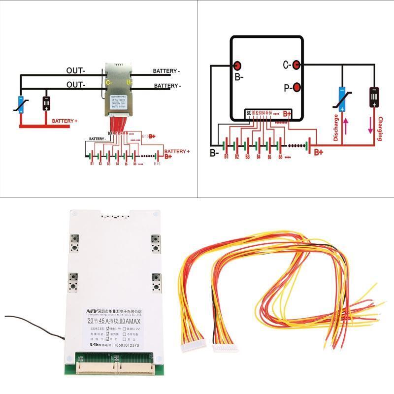Upgraded 72v BMS Lithium Battery Charger Board 20s 45A Battery Charging Protect