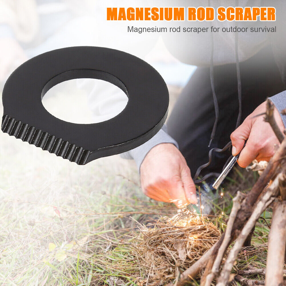Outdoor Scraper Stainless Steel Round Camp Hiking EDC Multi Tool (Black)
