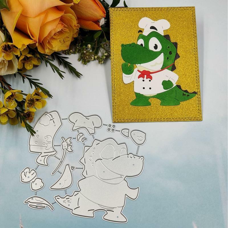 Cartoon Chef Crocodile Metal Cutting Dies Stencil DIY Album Embossing Template