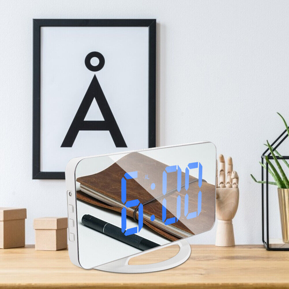 LED Mirror Wake Up Clock Electronic Auto Photosensitive Alarm Clock (B)