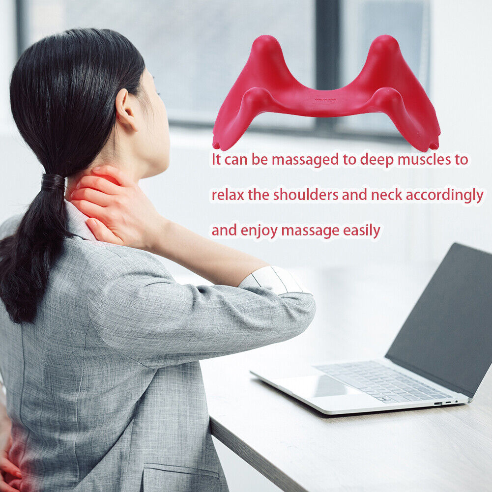 Portable Plastic Manual Cervical Massager Shoulder Head Back Tool (Pink)