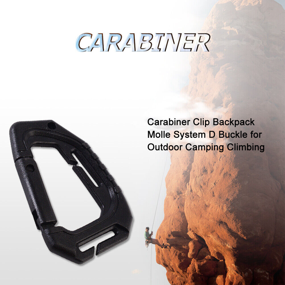 Carabiner Outdoor Camping Climbing Backpack Molle System D Buckle (Black)