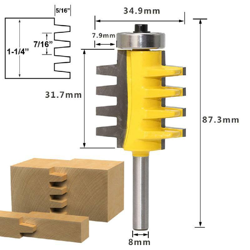 8 Shank Rail Reversible Finger Joint Glue Router Bit Cone Tenon Woodwork Wood