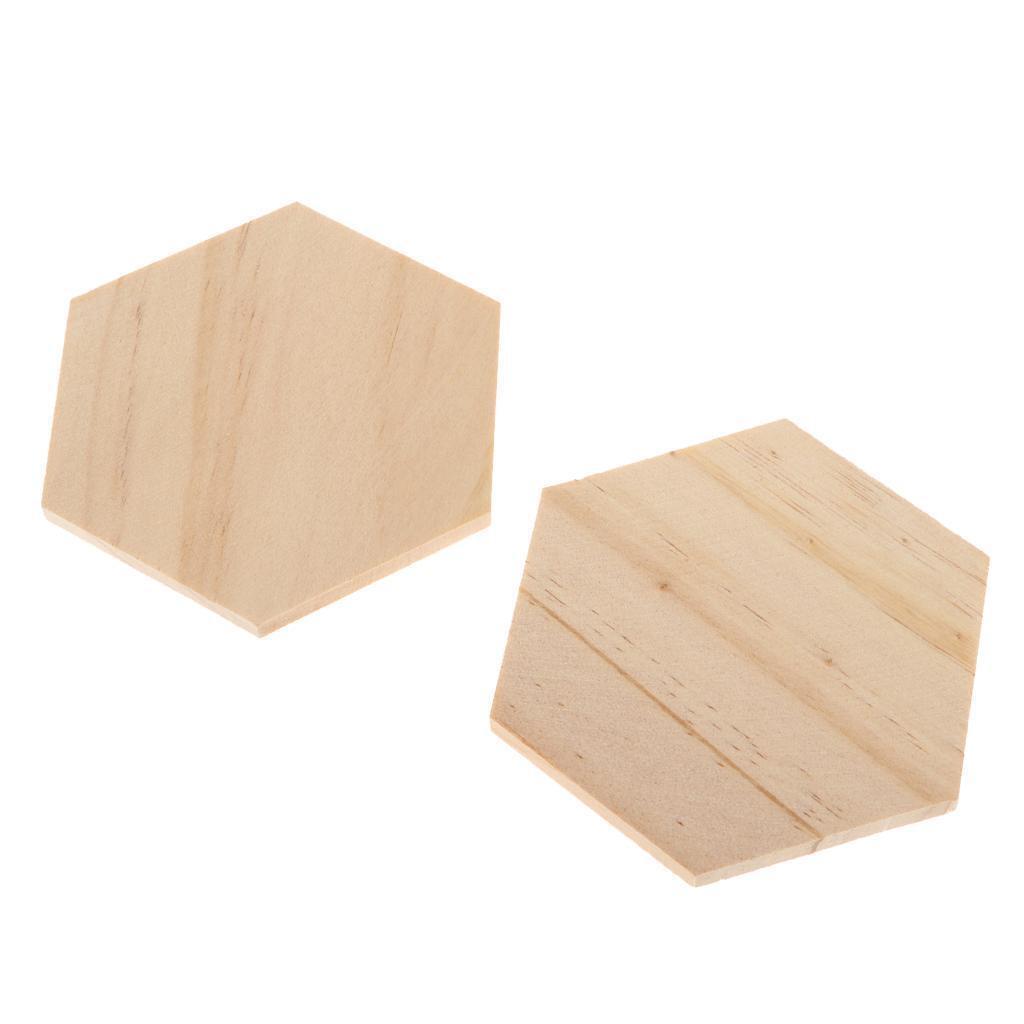 10pcs MDF Wooden Disk Hexagon Shape Wood Base Hex Crafts Wall Decor 90x78mm