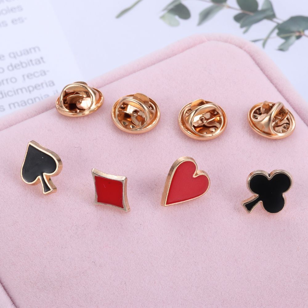 Accessories Poker Shaped Club Alloy Badges Brooches Collar Pins Boutonniere