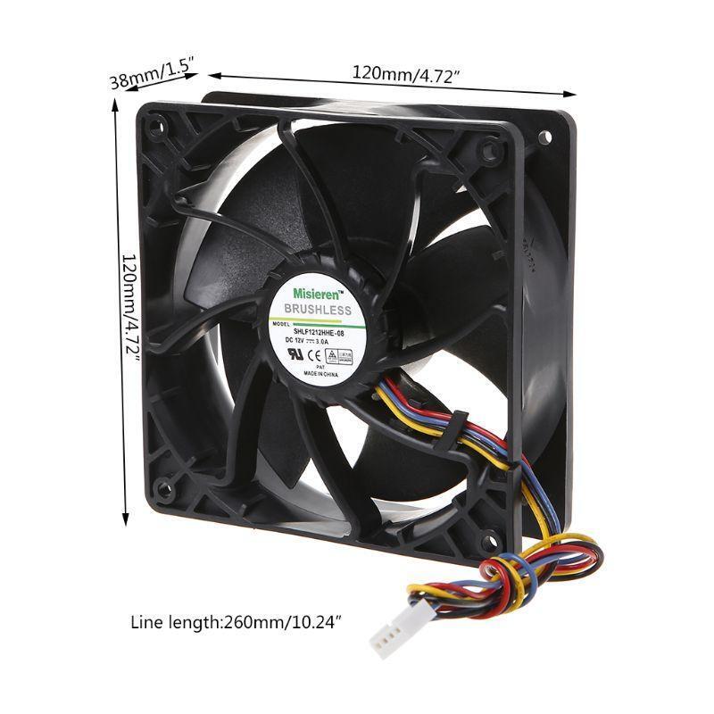 Miner Cooling Fan 12038 12V 3A Dual Ball Bearing Brushless 4-Wire PWM Air Cooler