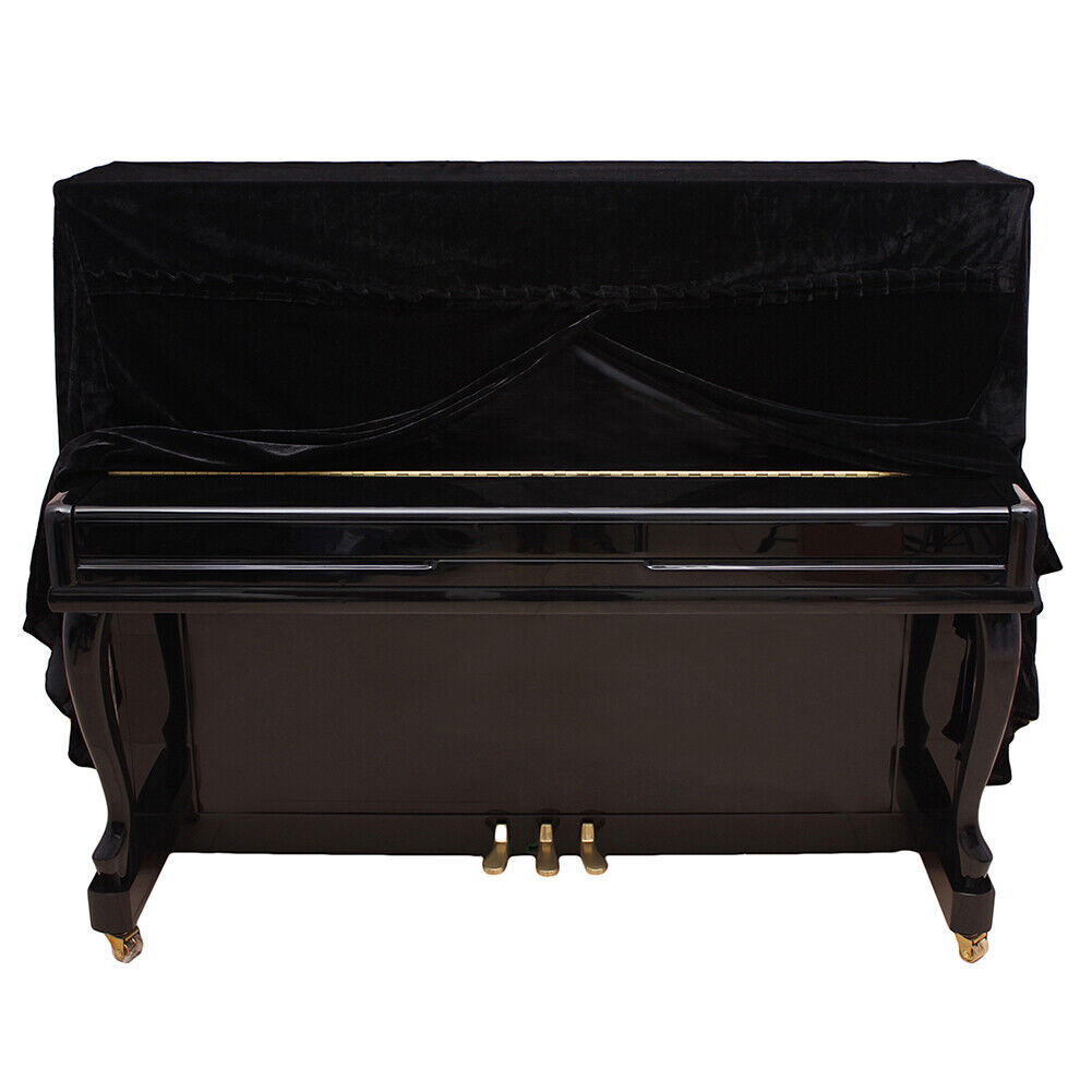 Pleuche Upright Piano Cover Full Piano Dust-proof Covers Cloth (Black)