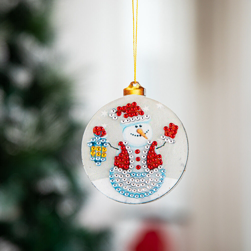 7pcs/Set DIY Acrylic Diamond Christmas Snowman Pendant Kit Rhinestone Decor