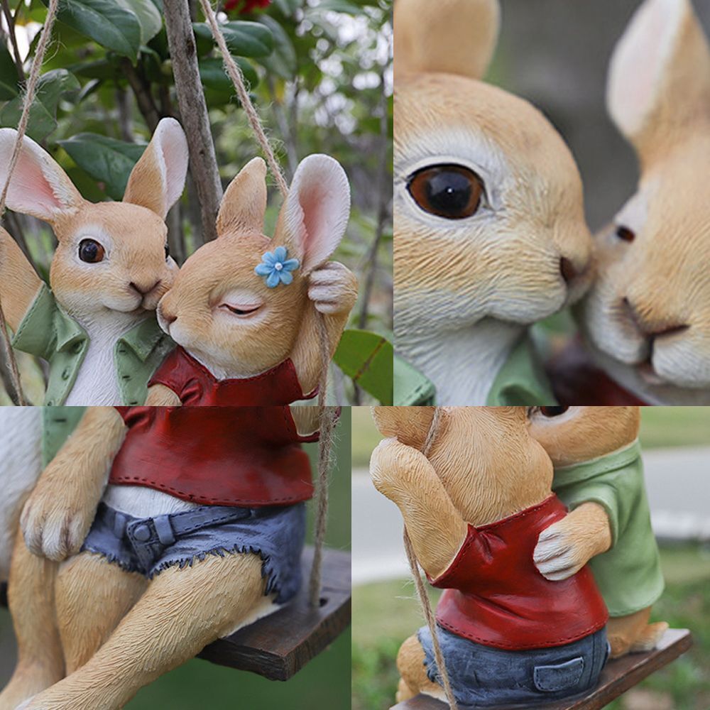 Sculptures Swing Rabbit Rabbit Statue Garden Decoration Household Ornament
