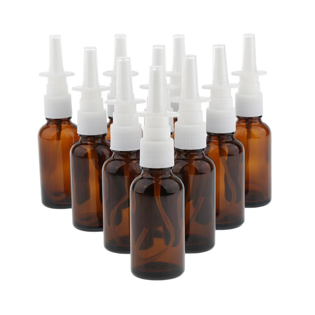20 Pieces 30ml Empty Glass Nasal Spray Bottle Fine Mist Vials Sprayer Brown