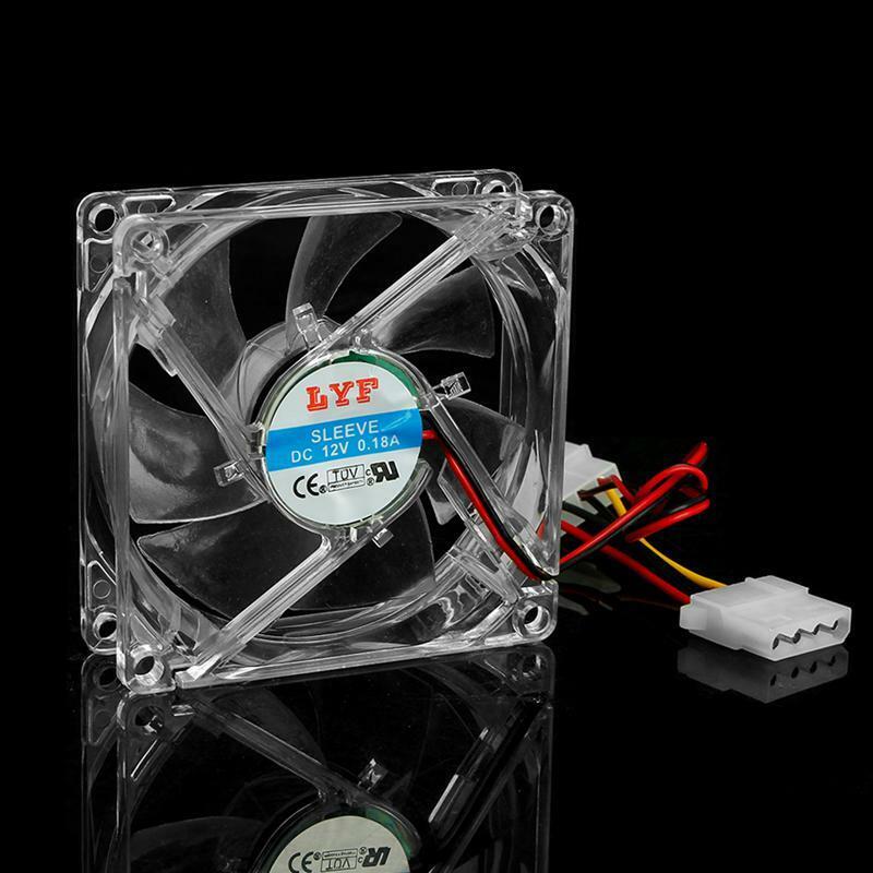 Clear 4-LED Blue Neon Light 80mm 12V 0.18A PC Computer Case Cooling Fan 8025