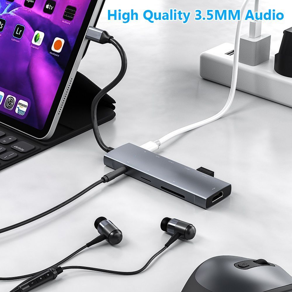 Expander Audio VGA USB3.0 4K HDMI 9 in 1 Adapter USB Type C Hub PD Charging