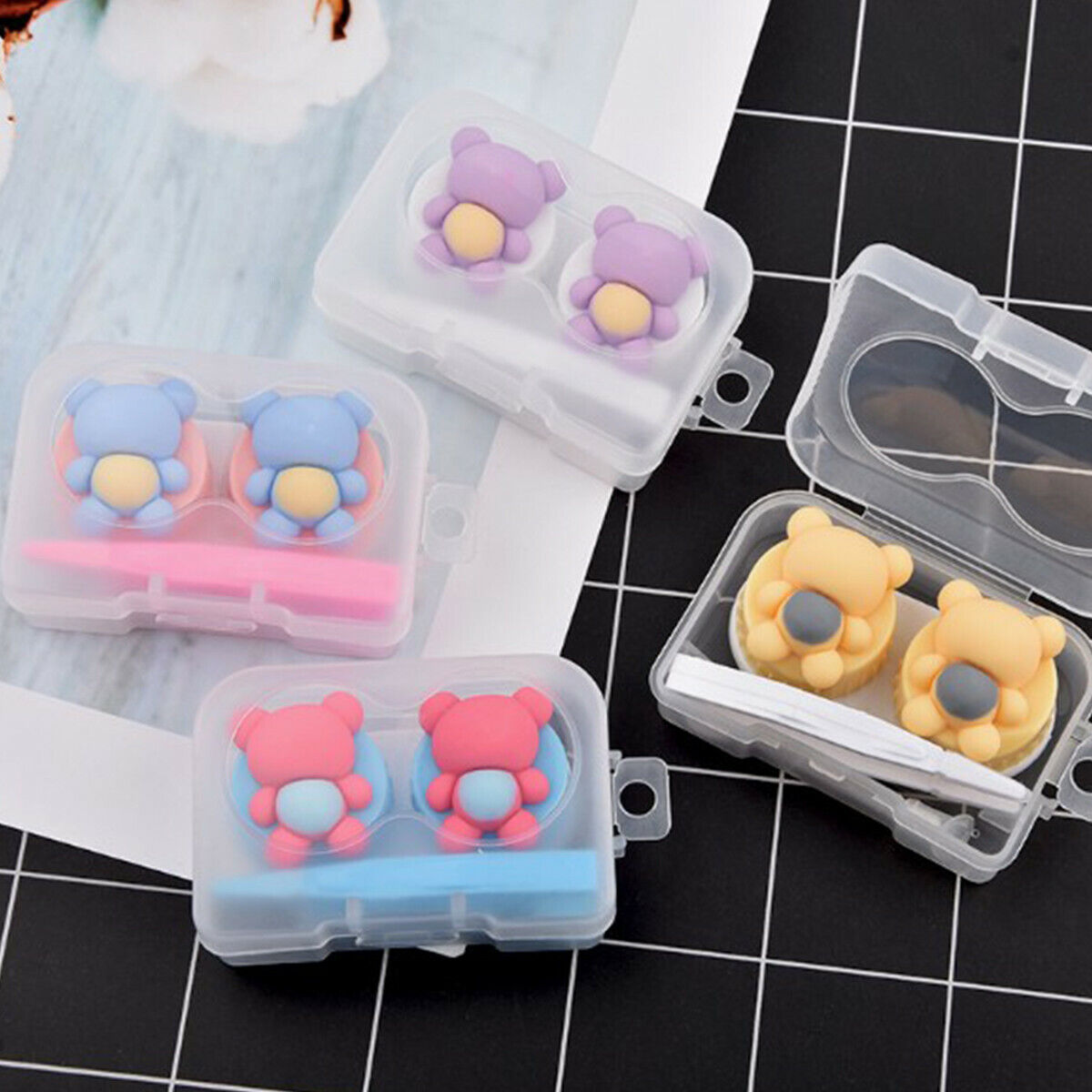 Cute Bear Pocket Mini Contact Lens Case Box Kit Outdoor Travel Holder Container
