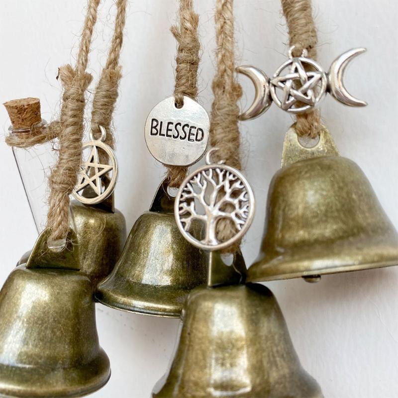 Wind Chimes Hemp Rope Bell Door Charm Witchcraft Decor Home Wall Hanging