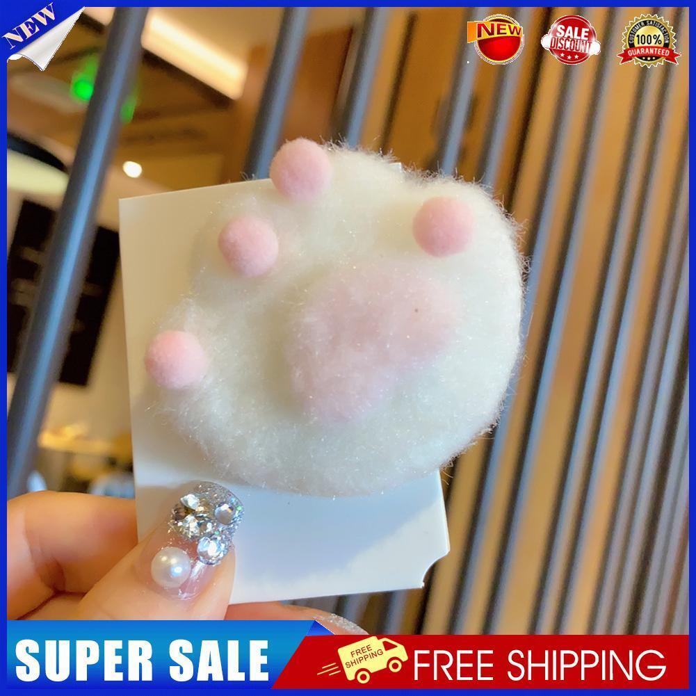 Cute Cat Paw Plush Hair Clip Women Girl Barrettes Princess Hairpin (White)