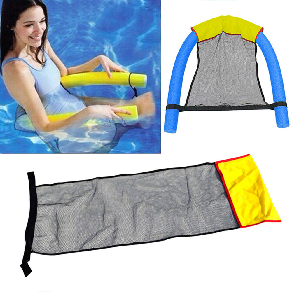 Floating Water Hammock Lounger Swimming Pool Chair Bed Net Cover (Yellow)