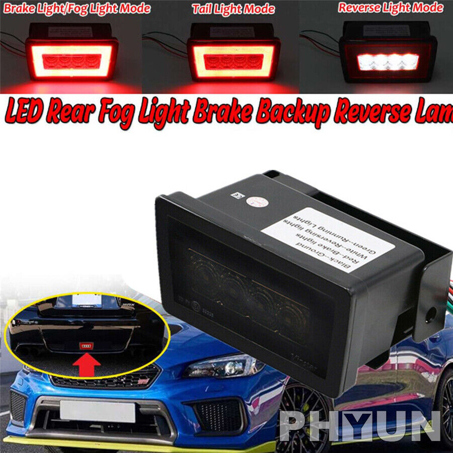 LED Rear Smoked Fog Brake Lamp & Backup Red&White Light For Subaru WRX STi 2011+