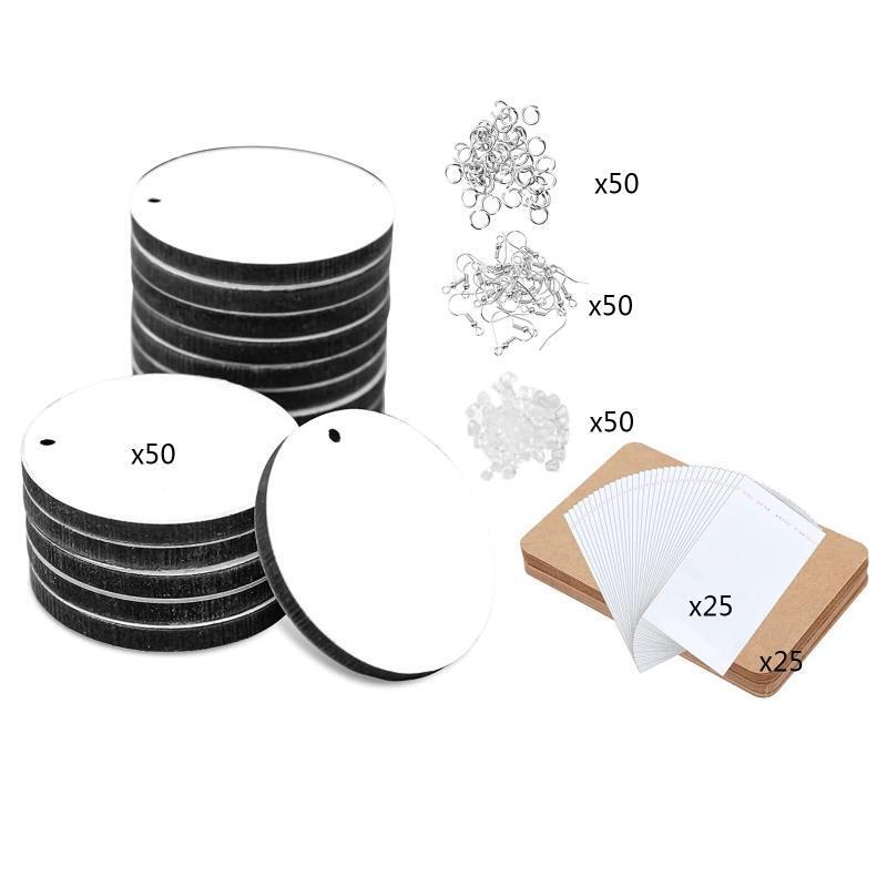 50PCS MDF Board Heat Transfer Earring Unfinished Wood Earring DIY Making Craft