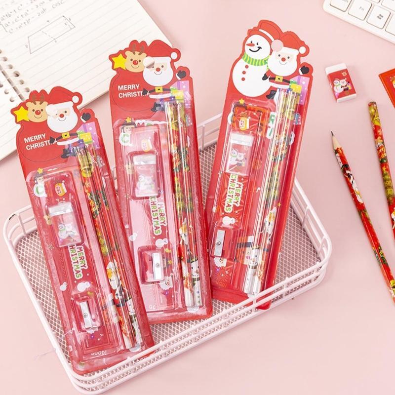 2Pcs/Pack Wooden Pencils Preschooler Writing Set with Pencil Sharpener Eraser