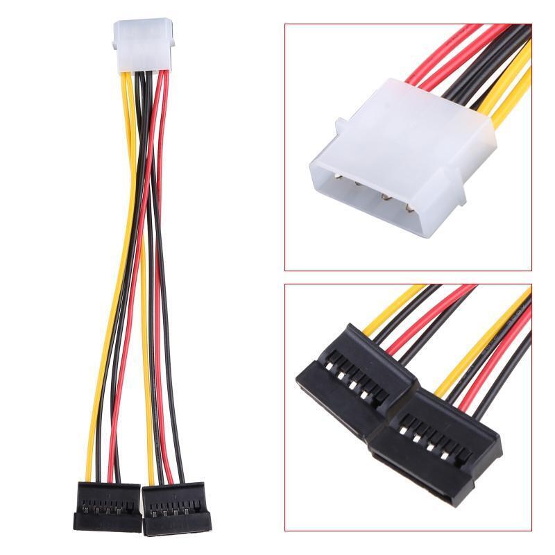 4 Pin IDE Molex to 2 Serial Sata Hard Drive Power Supply 4P Sata Extension Cable