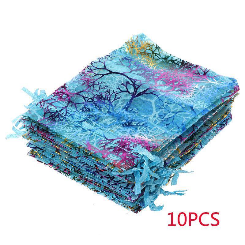 New 12X8cm 10Pcs Coralline Organza Jewelry Pouch Wedding Party Favor Gift Bag